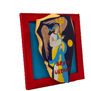 art painting on the base of covers of the transport and launch containers of the Ukrainian C-300 ANTI-MISSILE COMPLEXES